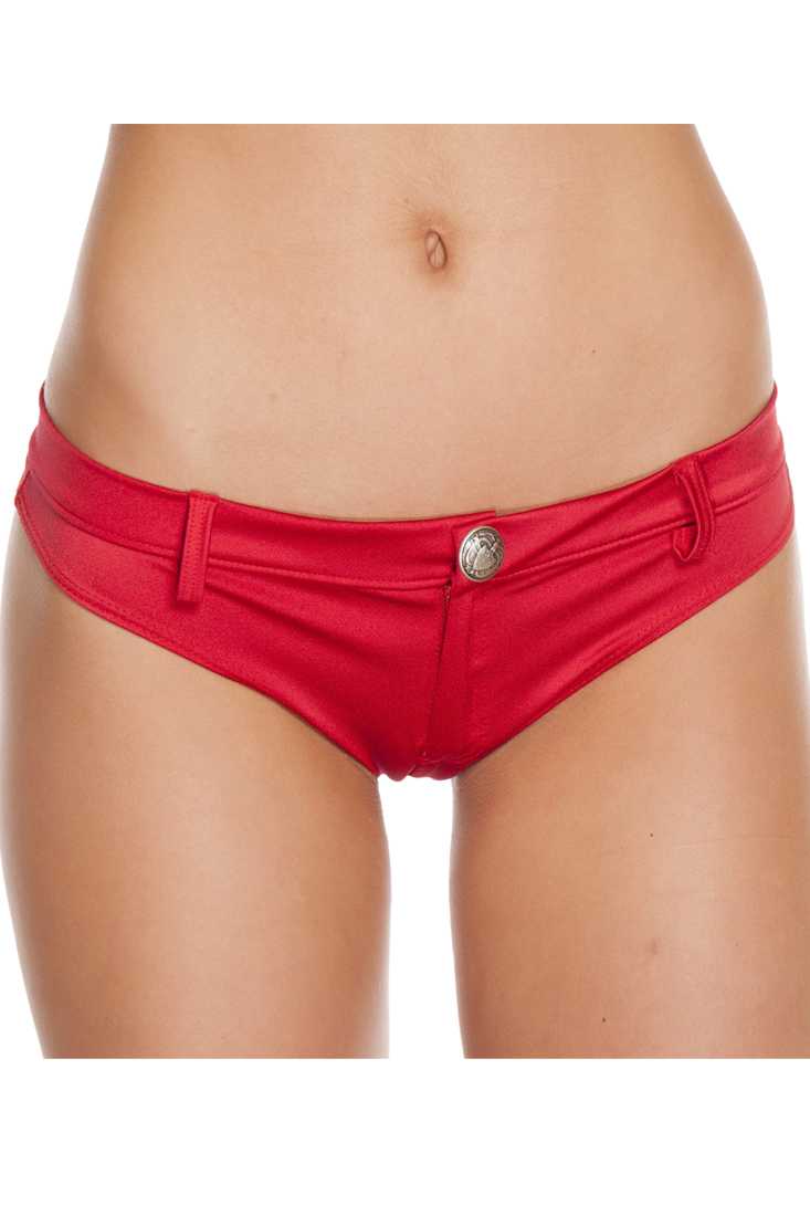 Red Front Button Booty Shorts
