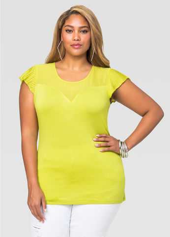 Pleat Sleeve Sweetheart Tee
