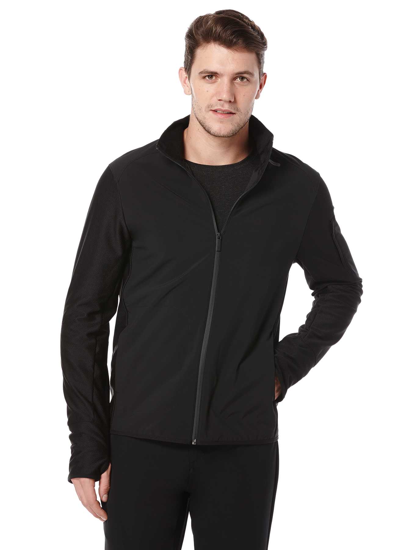 Perry Ellis Full Zip Mixed Media Active Jacket
