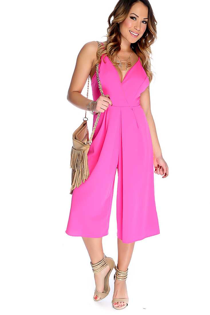 Sexy Black Sleeveless Open Back Deep V Neck Jumpsuit