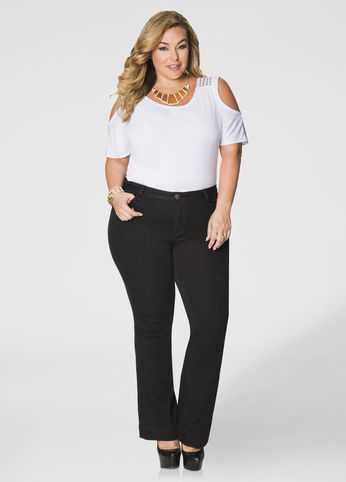 Black Petite Bootcut Five Pocket Denim
