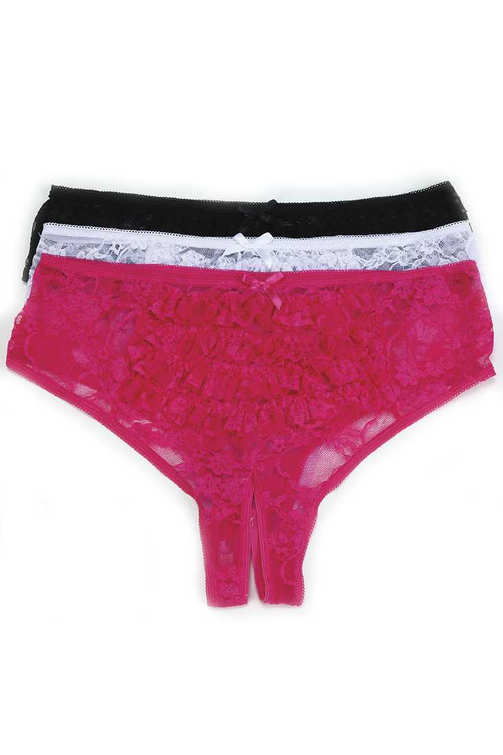 Cherry Red Lace Open Front Panty