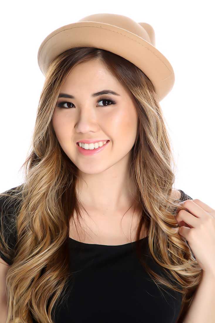 Tan Animal Ear Detailing Bowler Hat