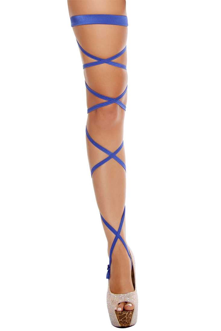 Royal Blue Solid Leg Strap with Attached Garter