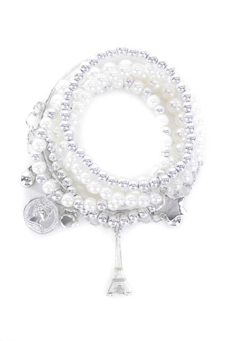 Silver Beaded Bracelet Set