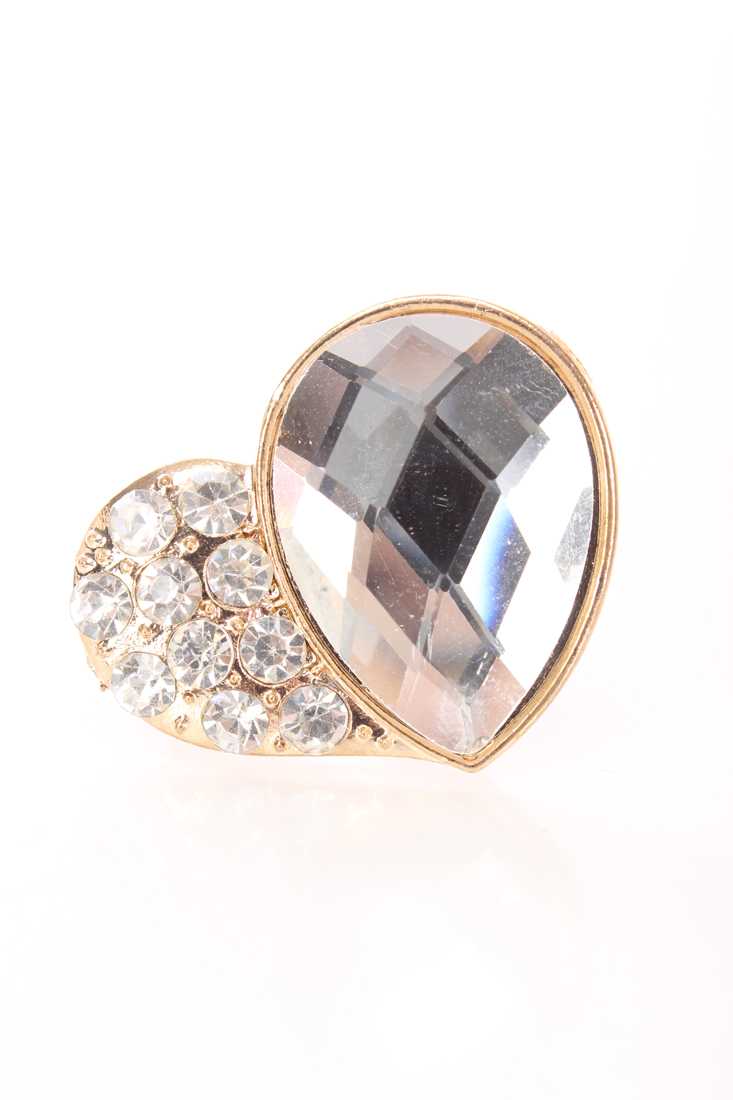 Crystal Gold Rhinestone Heart Ring