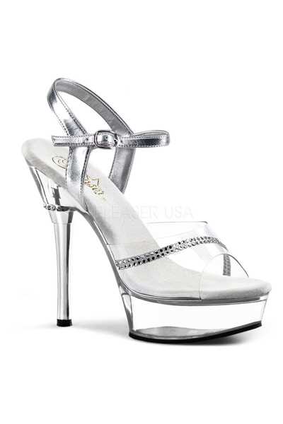 Clear Metallic Rhinestone Studded High Heels