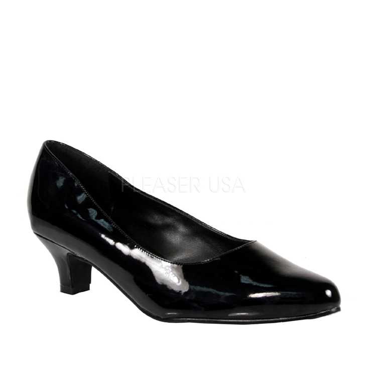 Black Closed Toe Pump High Heels Patent Faux Leather