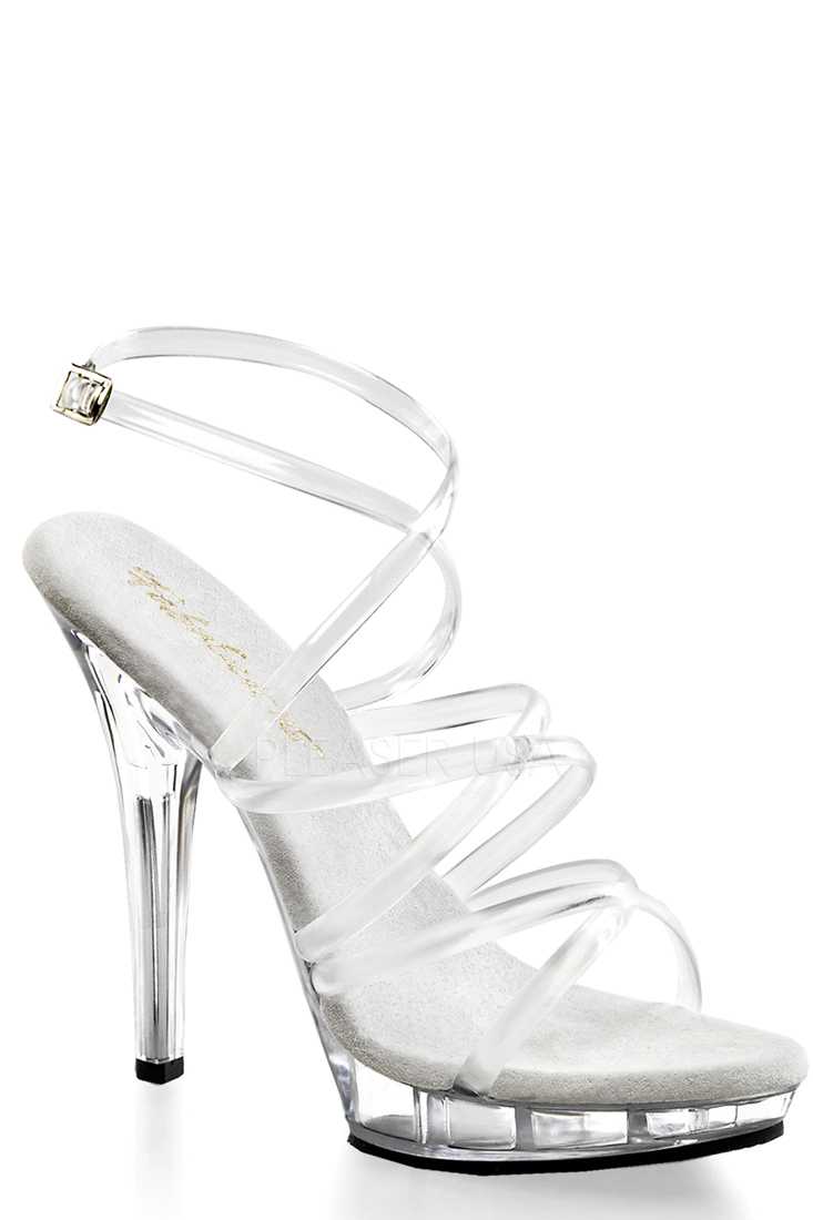 Clear Strappy Peep Toe High Heels PVC