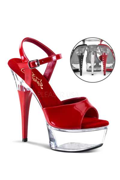 Clear Red Patent Rhinestone High Heels