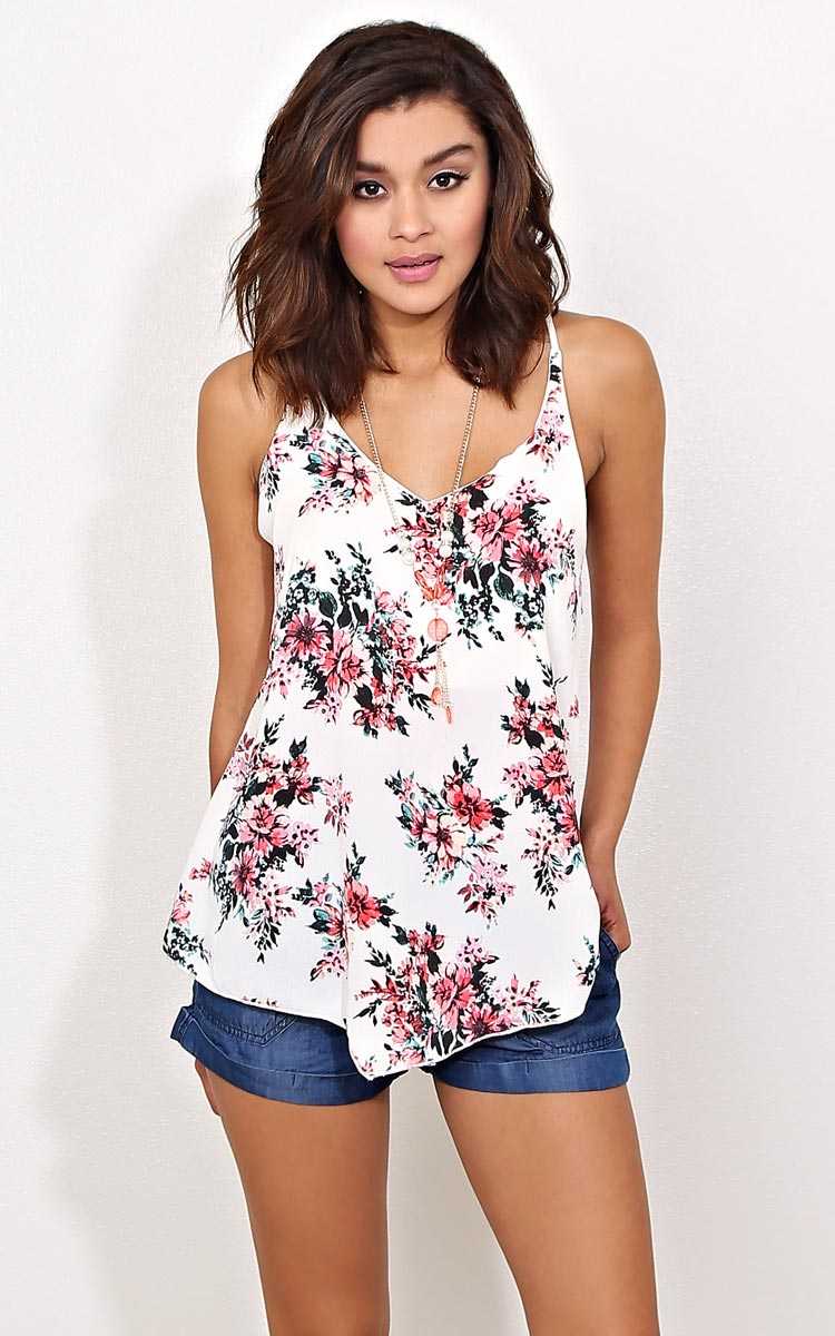 Botanic Woven Necklace Top - LGE - White Combo in Size Large by Styles For Less