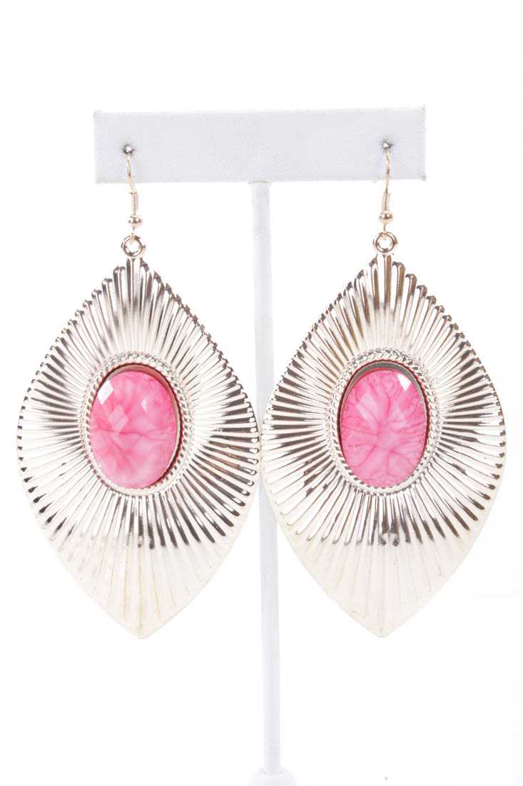 Pink Gold High Polish Textured Faceted Beaded Earrings