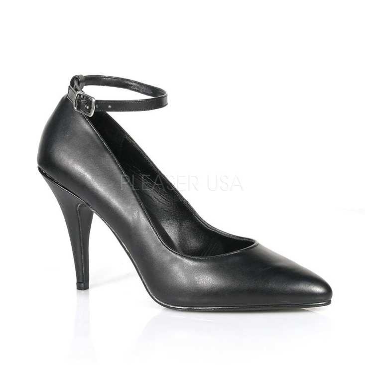 Black Faux Leather Sexy High Heels