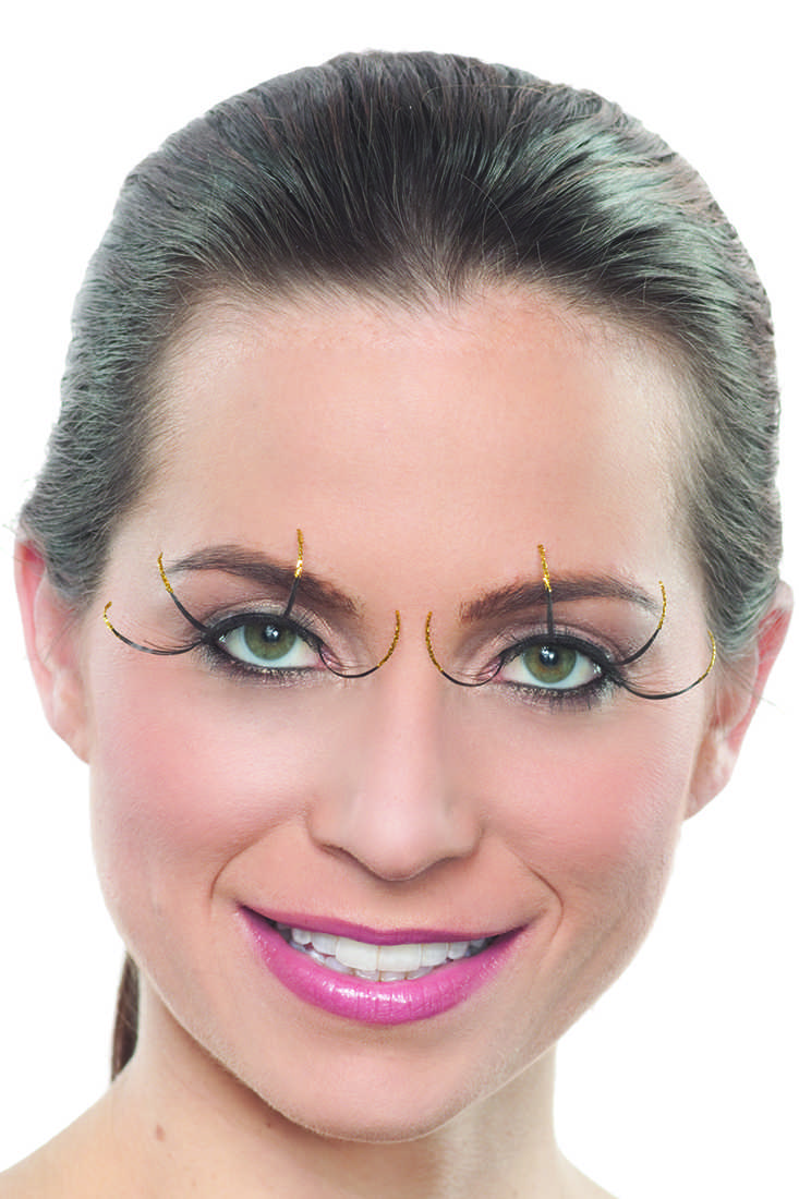 Black Gold Glitter Sexy Ravewear Long Eyelashes