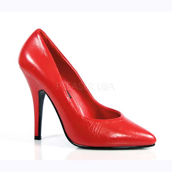 Red Single Sole Pump High Heels Leather