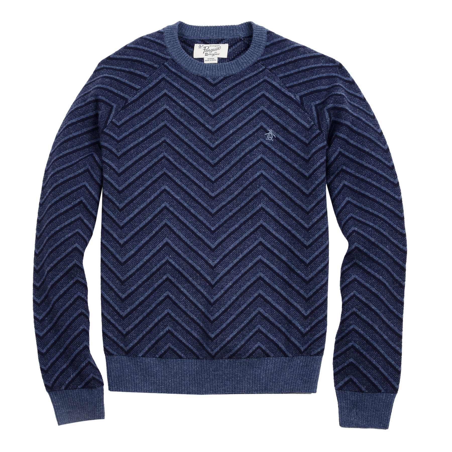 Original Penguin RAGLAN TEXTURED EXPLODED HERRINBONE CREW SWEATER