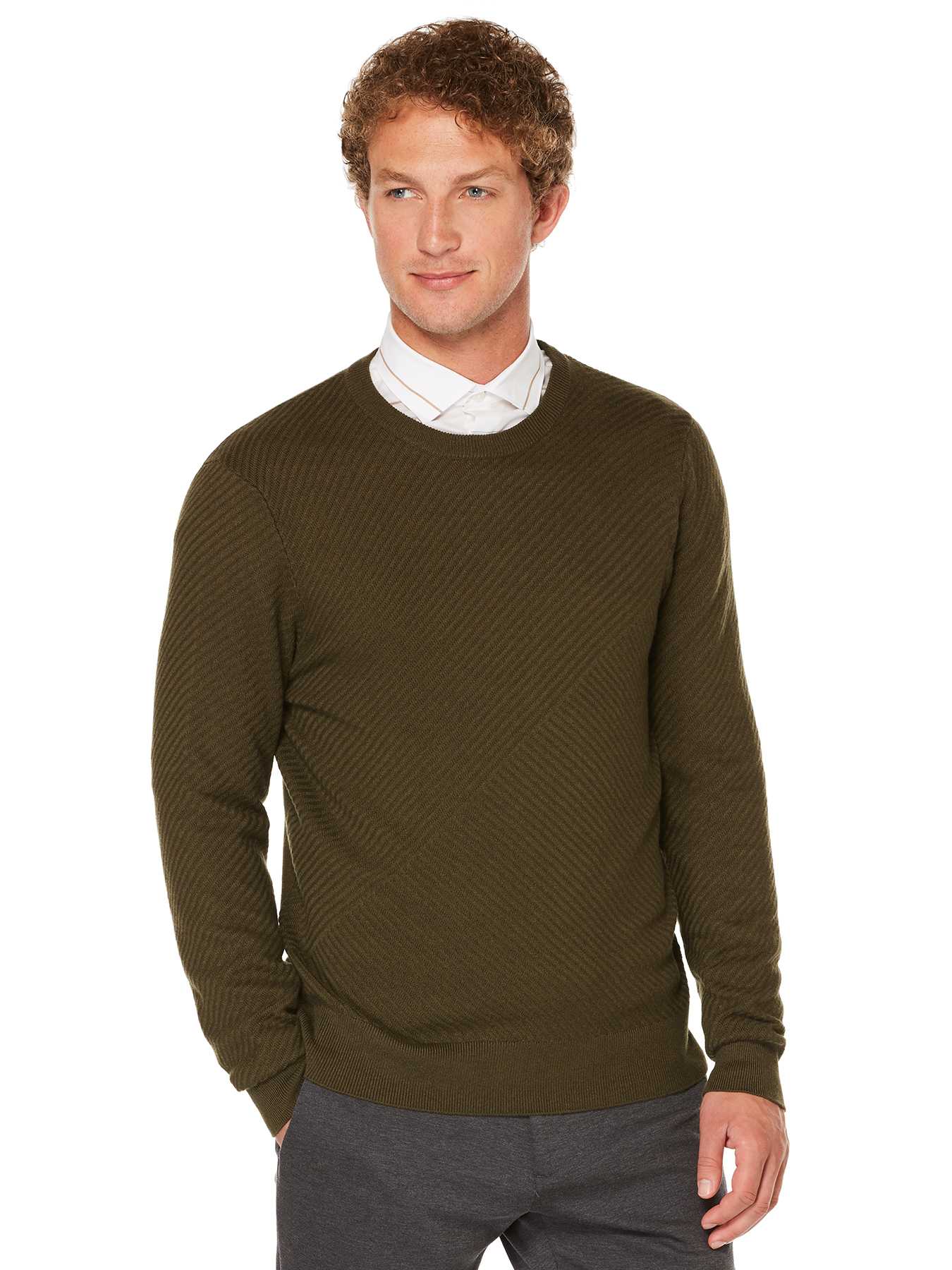 Perry Ellis Textured Crew Neck Sweater