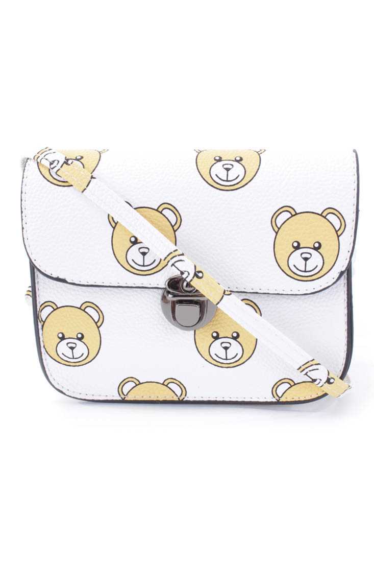White Bear Pattern Mini Shoulder Handbag