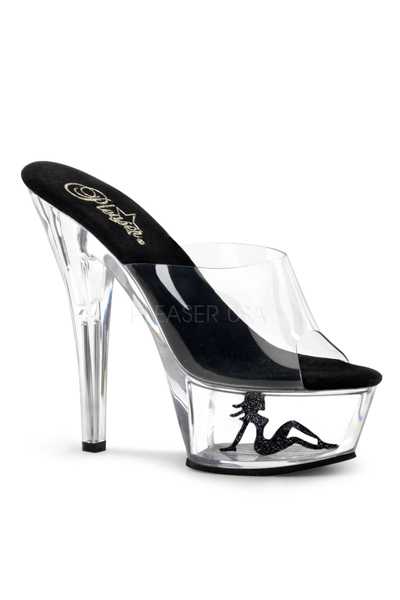 Clear Black Glitter Truckgirl Platform High Heels
