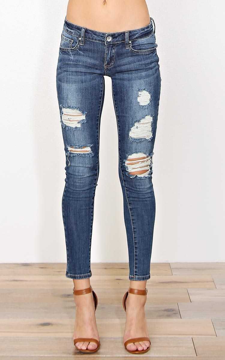 Miranda Ankle Skinny Jeans - Dk Destroyed in Size by Styles For Less
