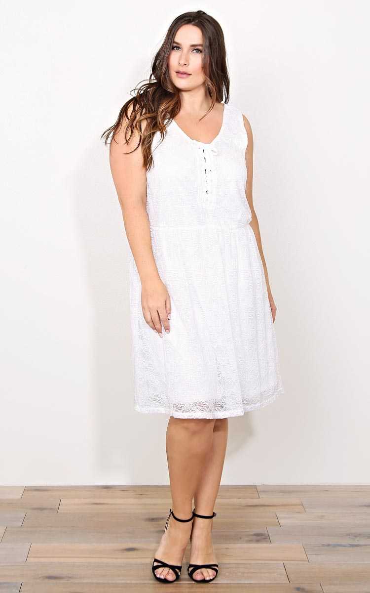 Plus Size Daniela Woven Lace Up Dress - Ivry/Natrl in Size 2X by Styles For Less