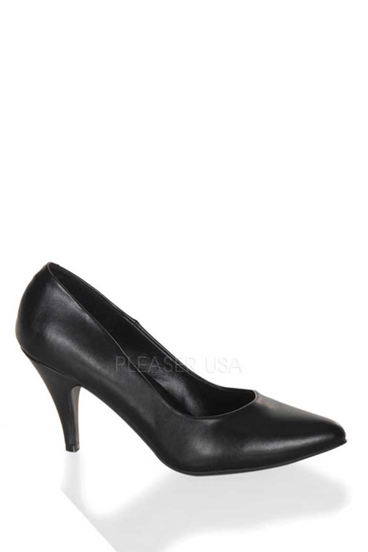 Black Single Sole Pump High Heels Faux Leather