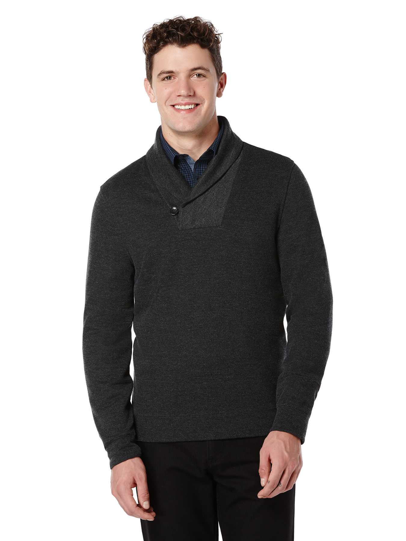 Perry Ellis Big and Tall Knit Shawl Pullover