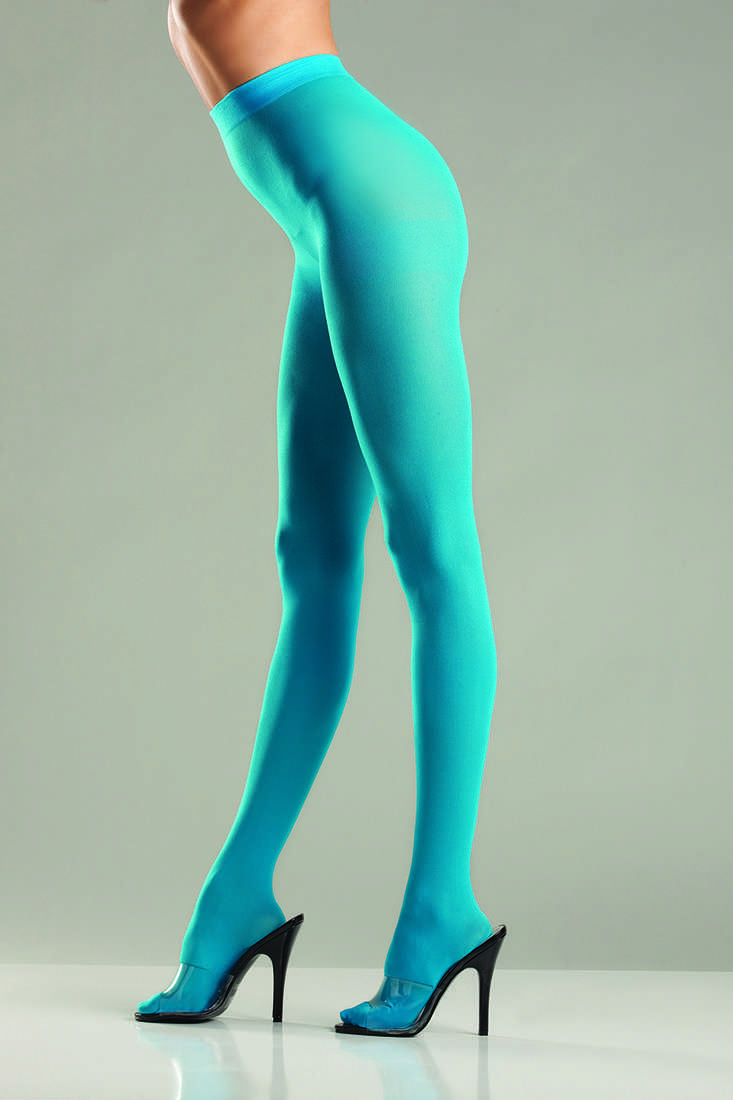 Turquoise Opaque Nylon Pantyhose