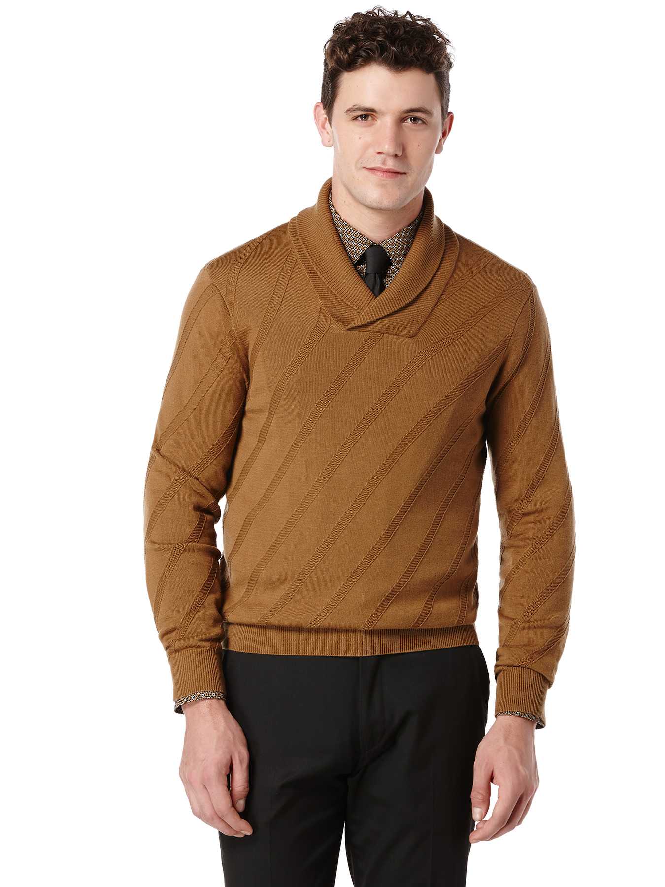 Perry Ellis Textured Diagonal Stripe Pullover