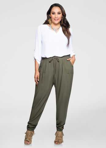 Solid Ruched Leg Pant