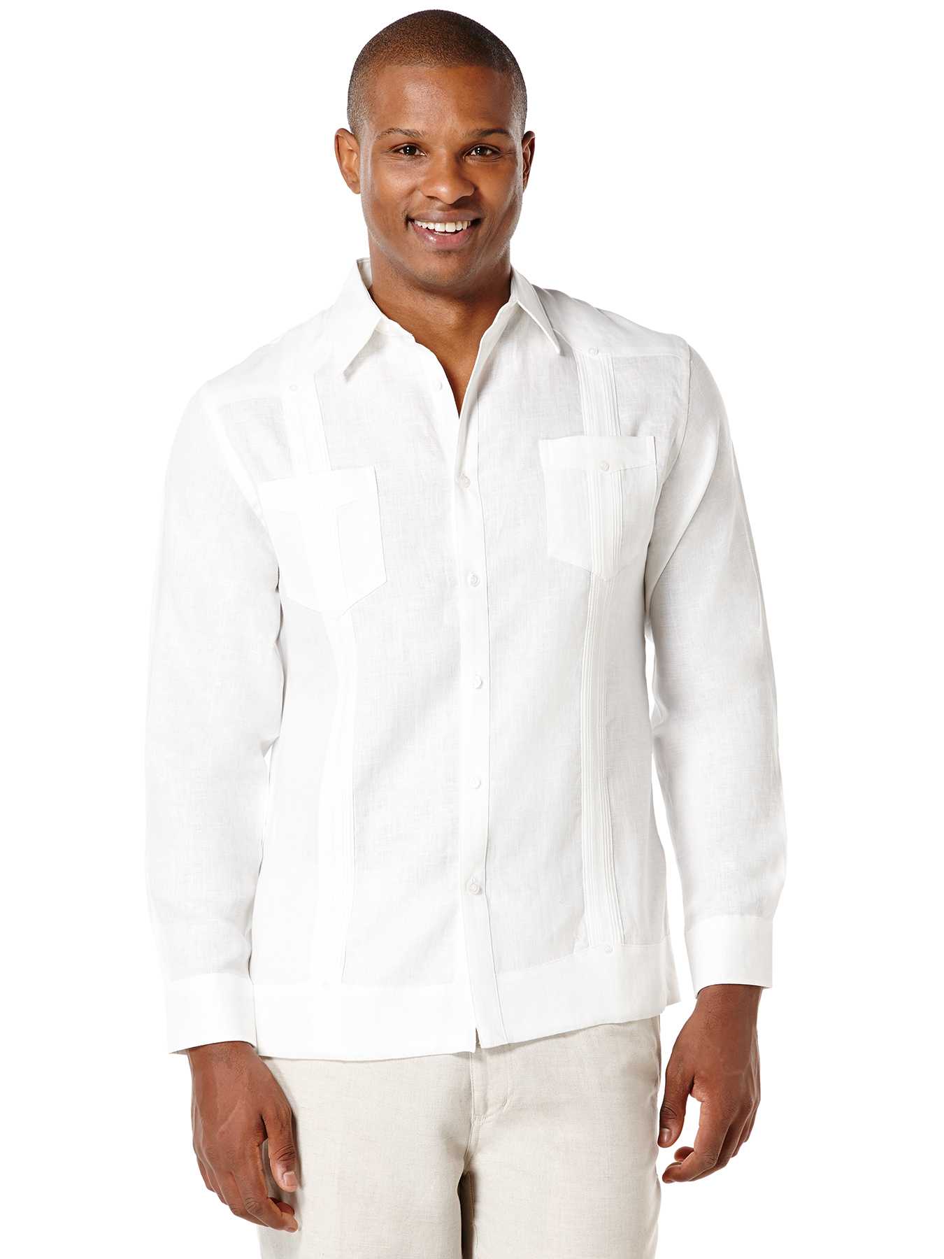 Cubavera Big & Tall 100% Linen Long Sleeve 2 Upper Pocket Guayabera
