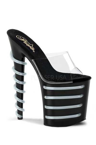 Clear Black Light Blue UV Tube Platform High Heels