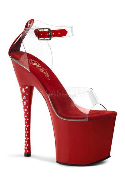 Clear Red Rhinestone Platform High Heels