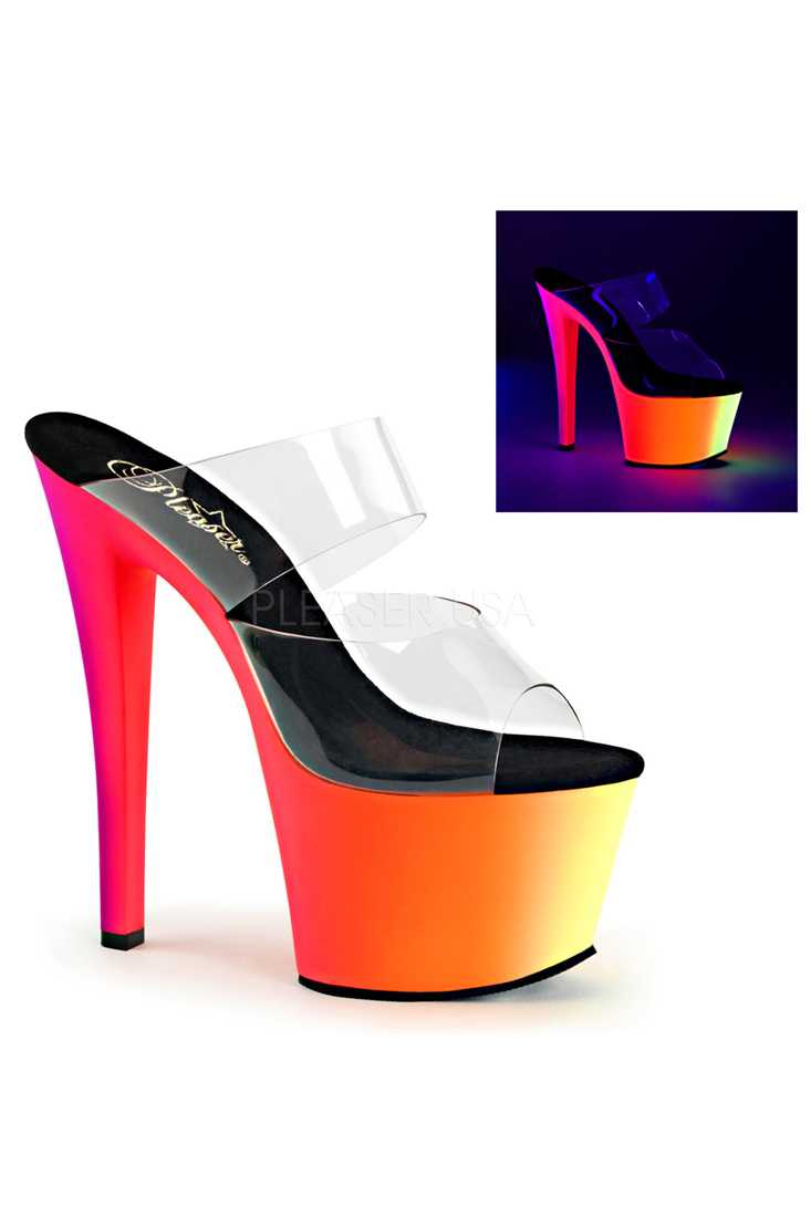 Clear Neon Multi UV Reactive Platform Heels PVC
