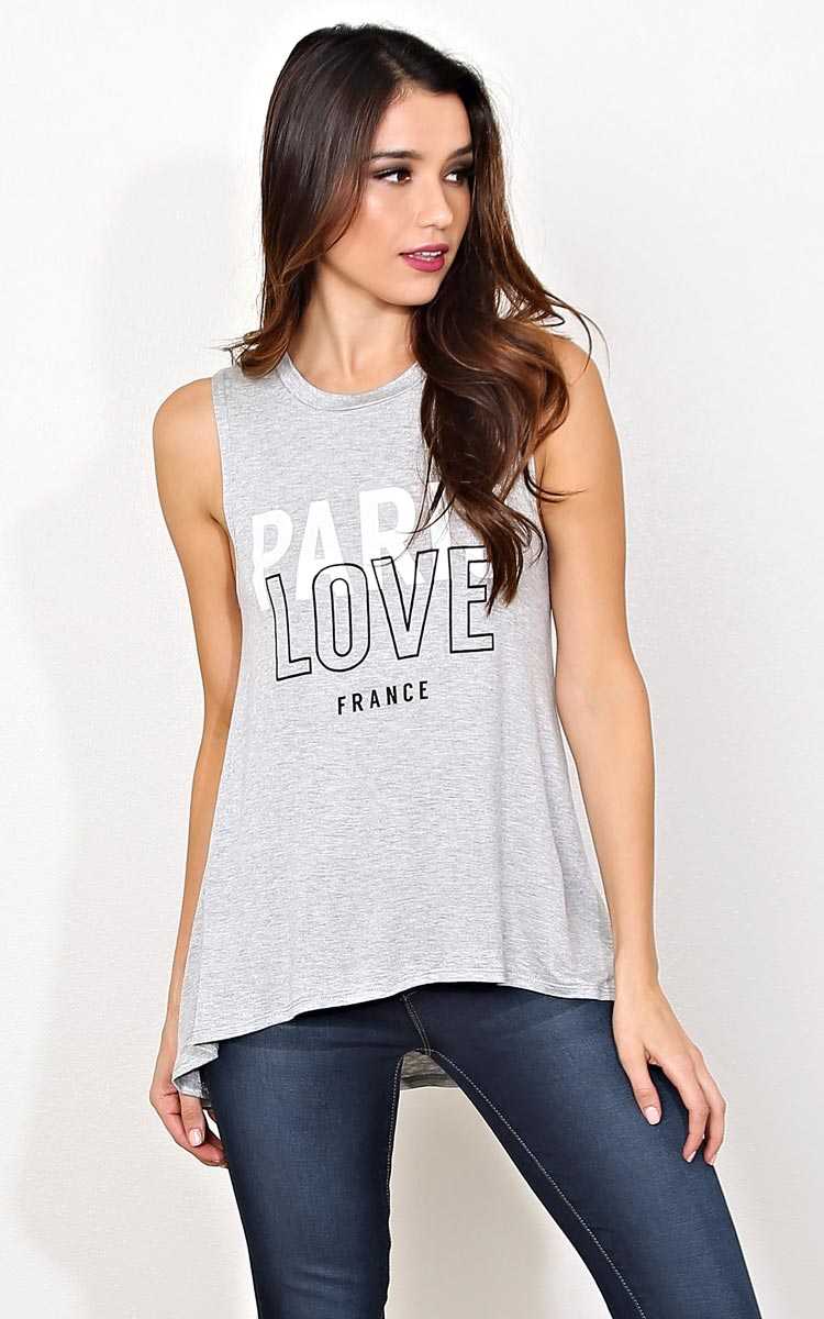 PARIS LOVE FRANCE Muscle Tank - - Heather in Size by Styles For Less
