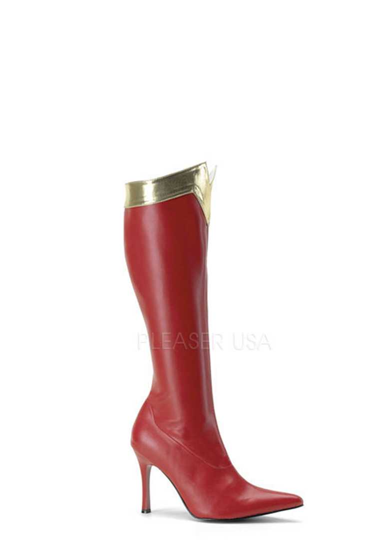 Red Gold Trimmed Wonder Woman Boots Faux Leather