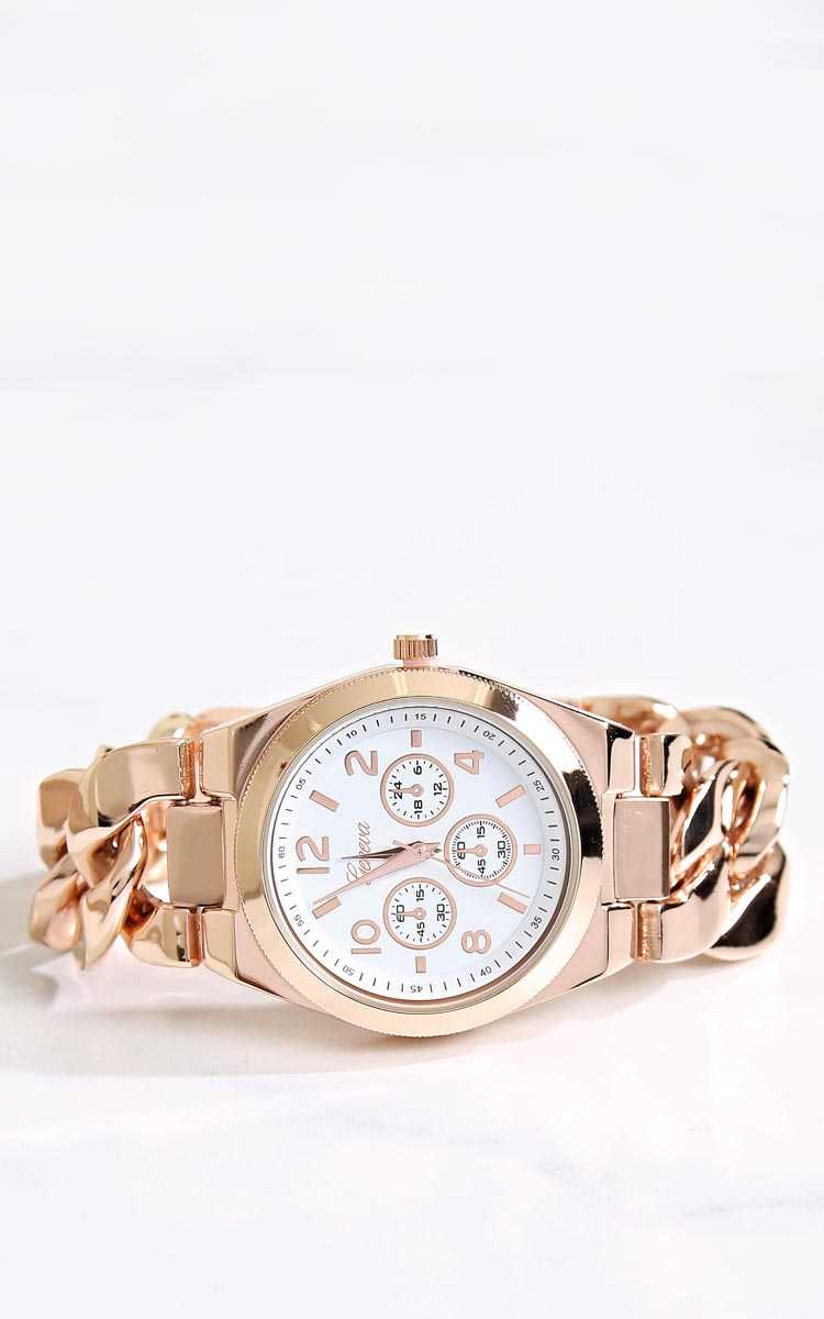 Victoria Chainlink Metal Watch - N/S - Rose Gold by Styles For Less