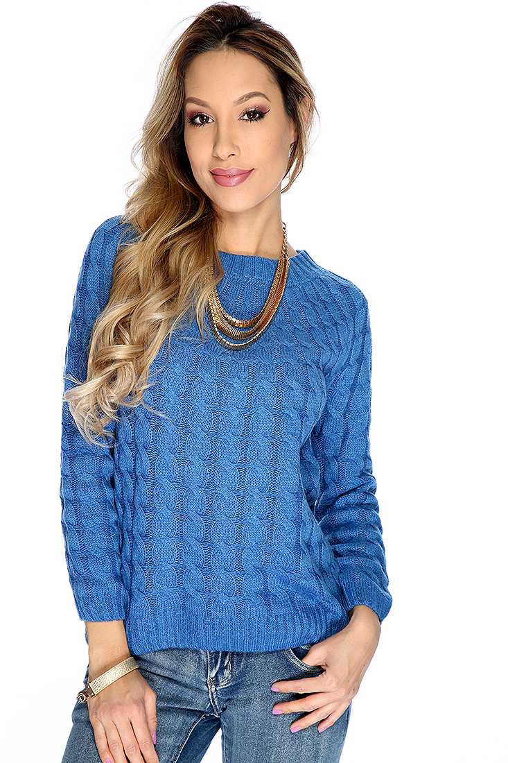 Navy Cable Knitted Sweater