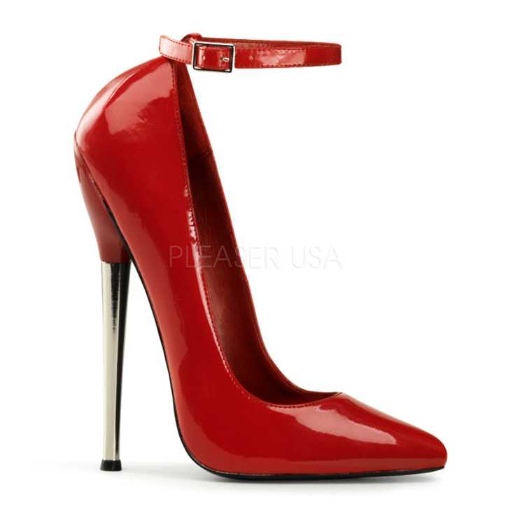 Red Patent Ankle Strap Single Sole High Heels