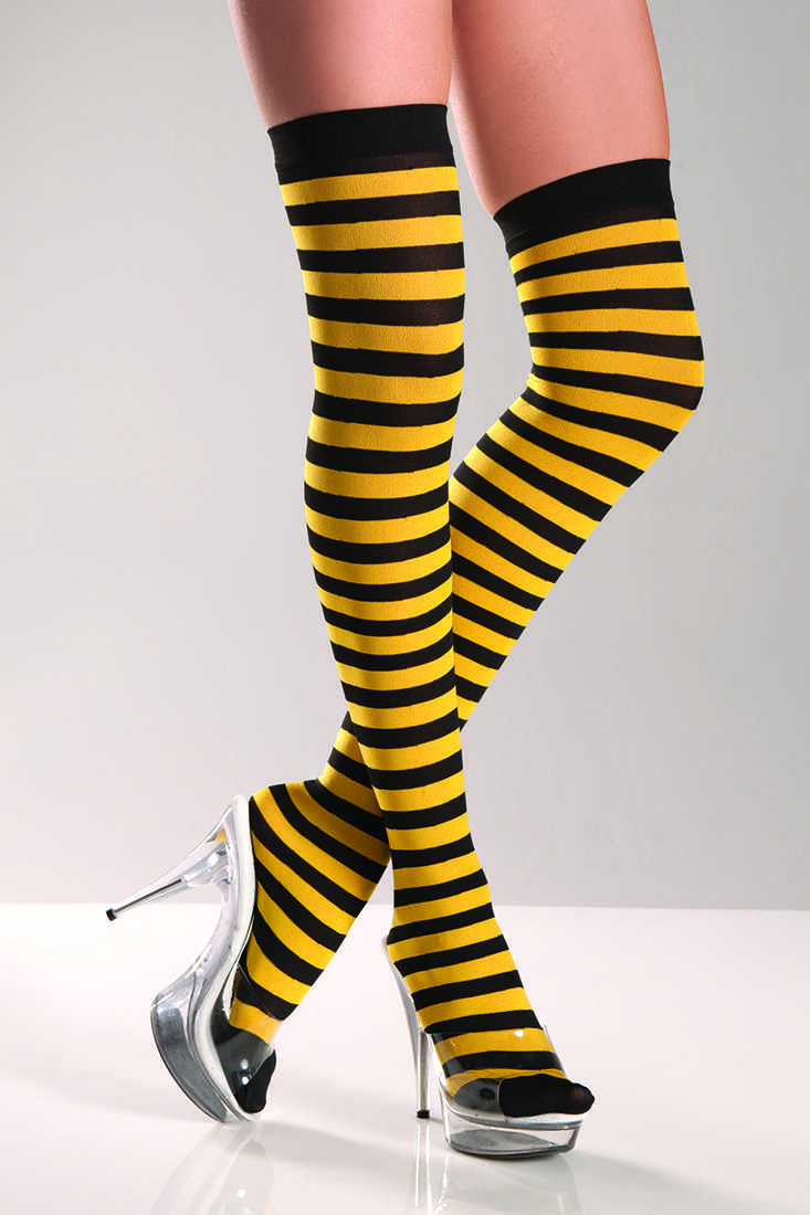 Black Yellow Striped Thigh Highs
