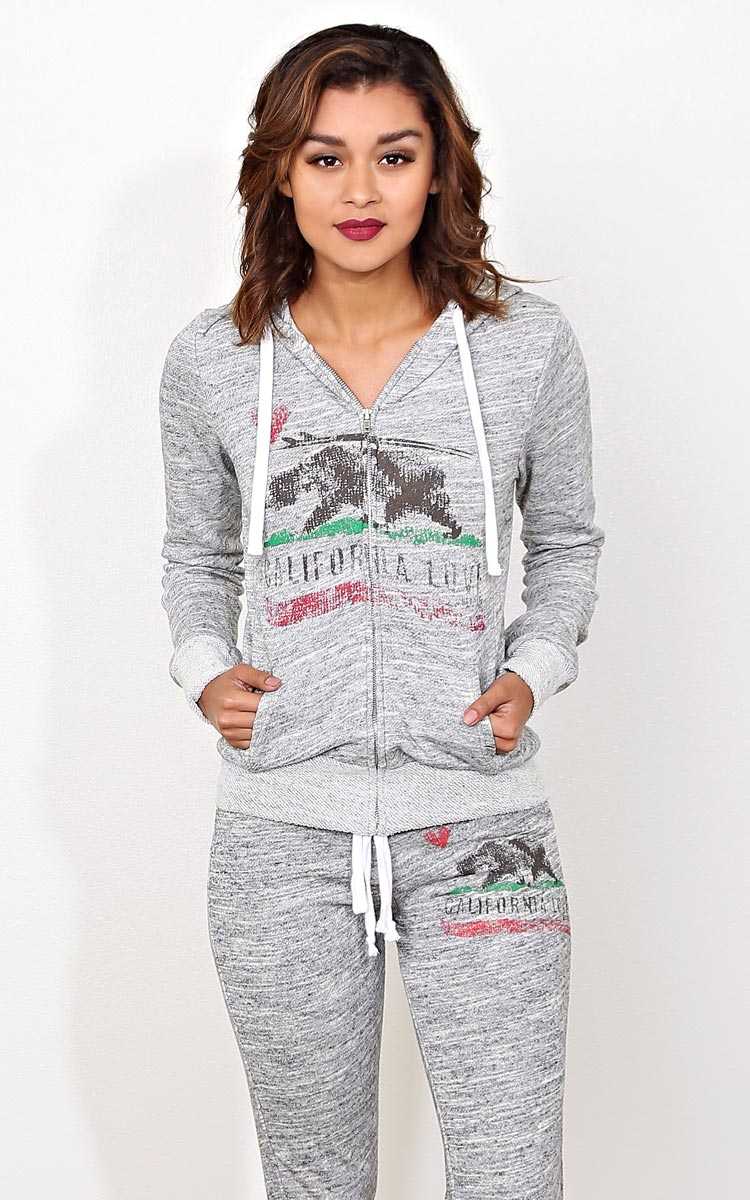 CALIFORNIA LOVE Terry Knit Hoodie - - Charcoal in Size by Styles For Less