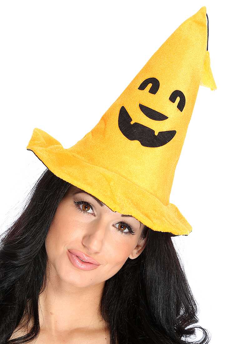 Orange Jack O Lantern Face Pointed Hat