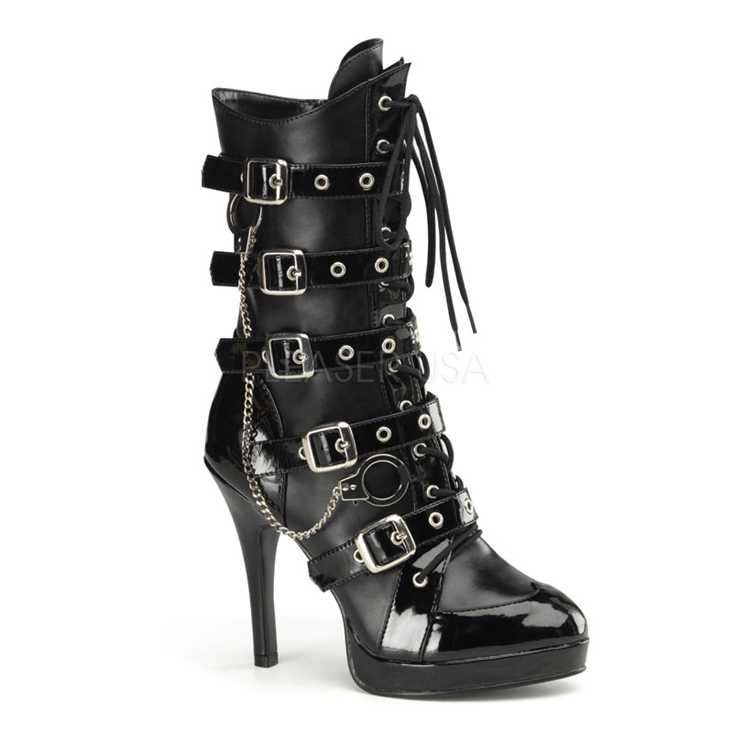 Black Patent Handcuffed Strappy Police Boots