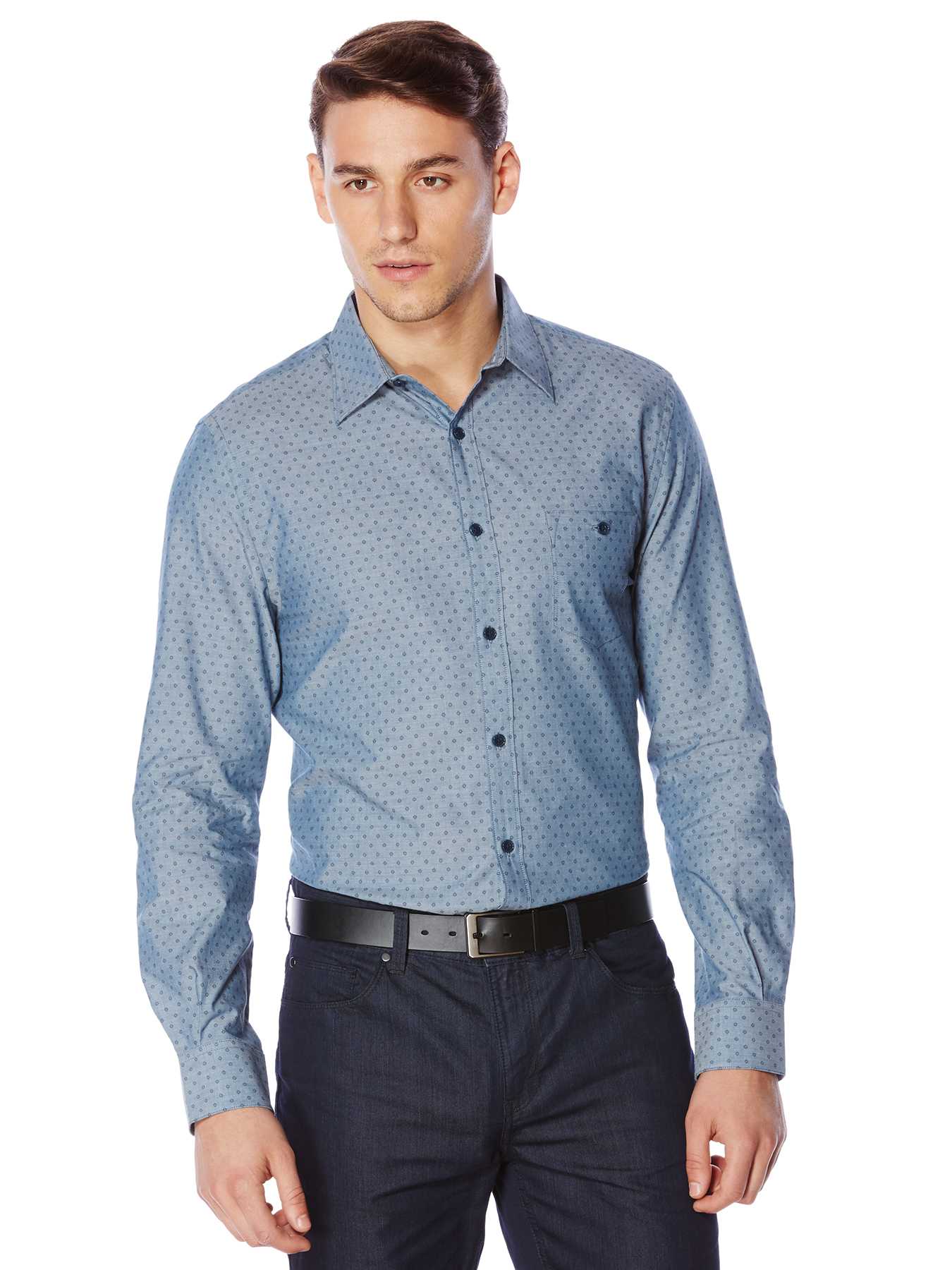 Perry Ellis Printed Chambray Shirt
