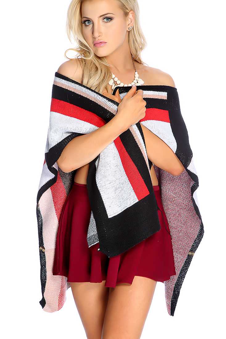 Black Red Cozy Multi Color Shawl