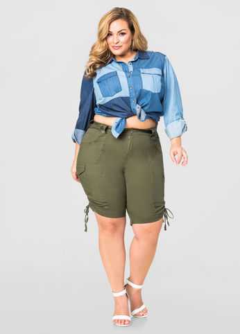 Ruched Side Cargo Shorts