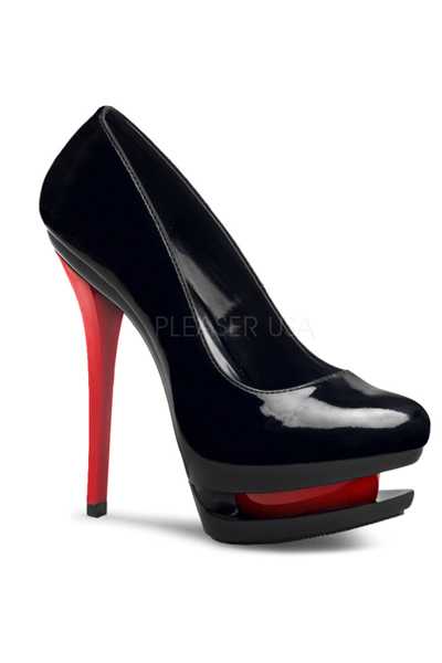 Black Red Patent Faux Leather Pump High Heels