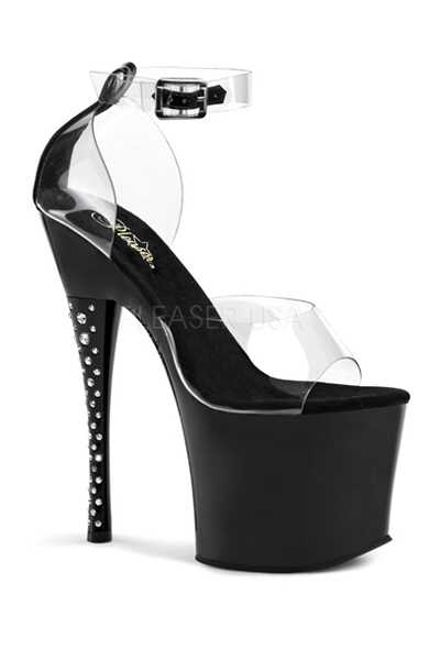 Clear Black Rhinestone Platform High Heels
