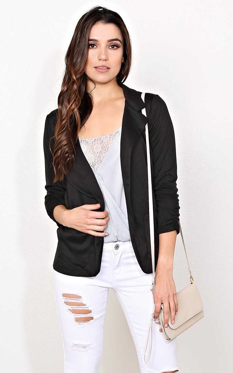 Always On Time Woven Blazer - - Black in Size by Styles For Less