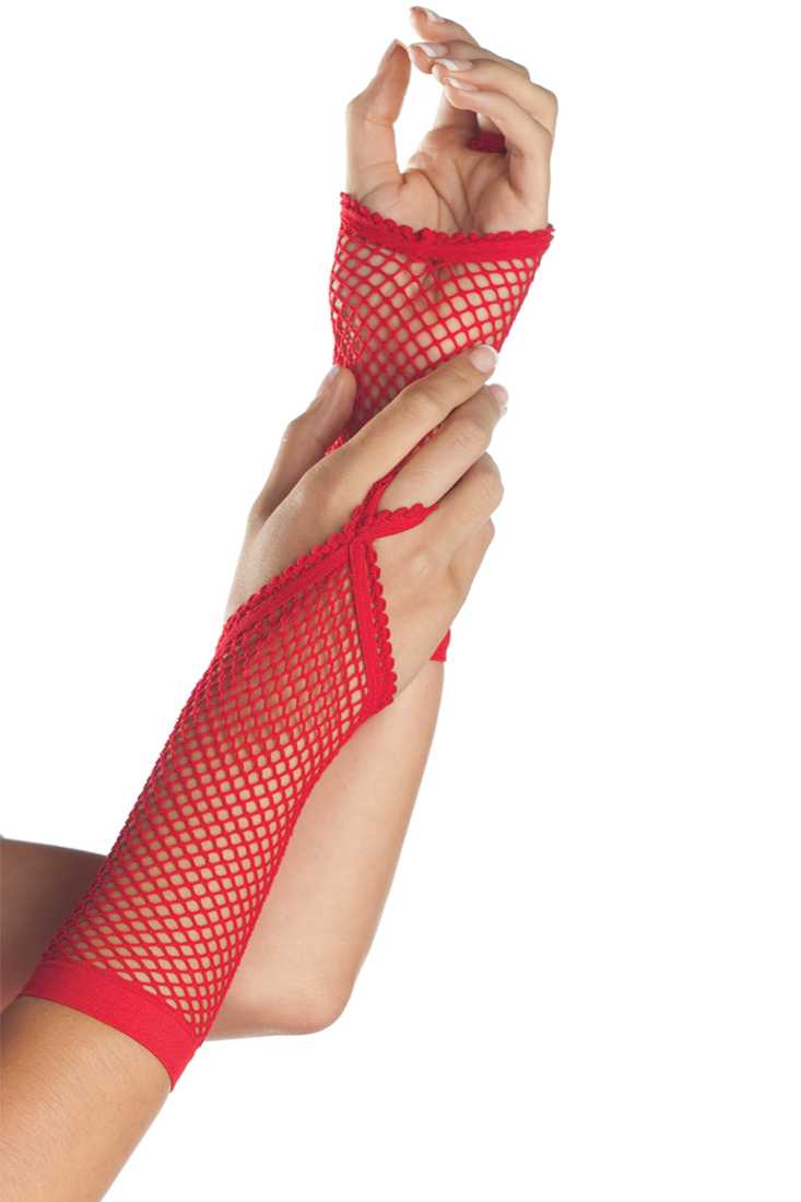 Red Fishnet Gloves